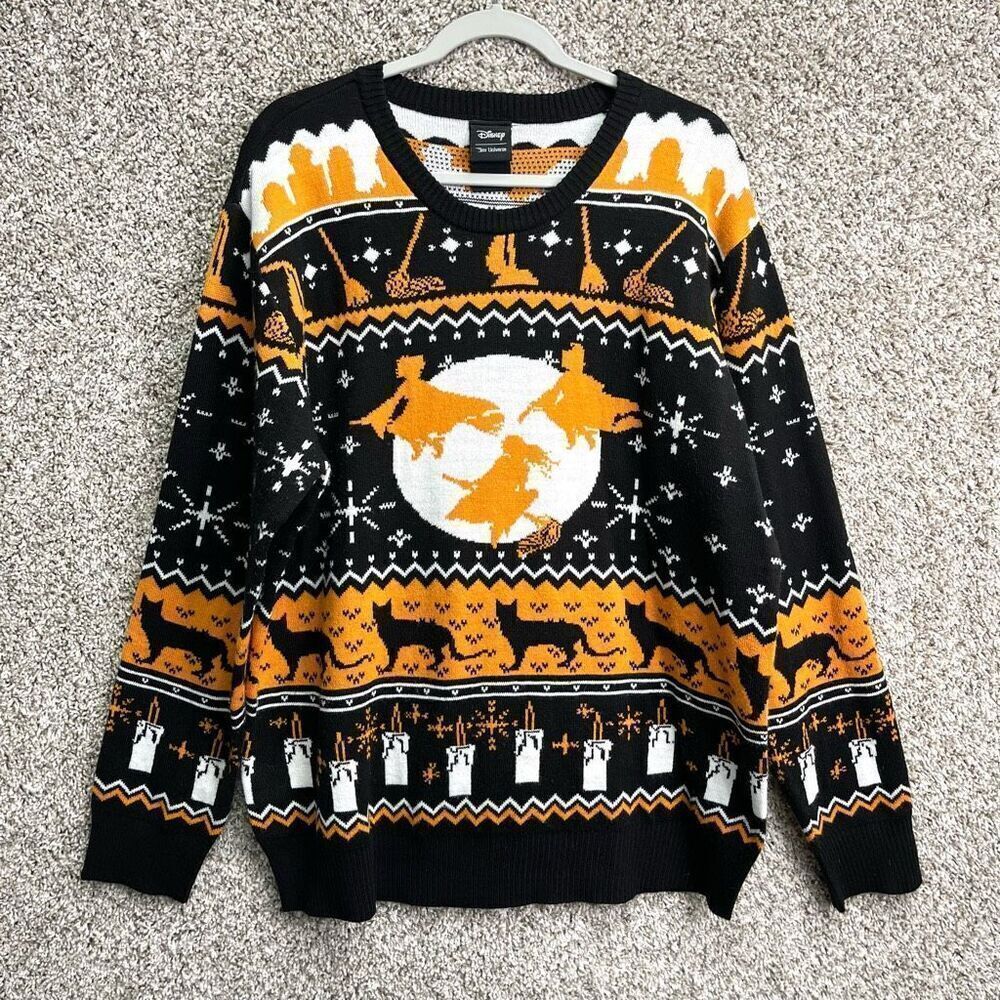 Disney Sweater Women’s XL Her Universe Hocus Pocus Halloween Orange/Black Holida